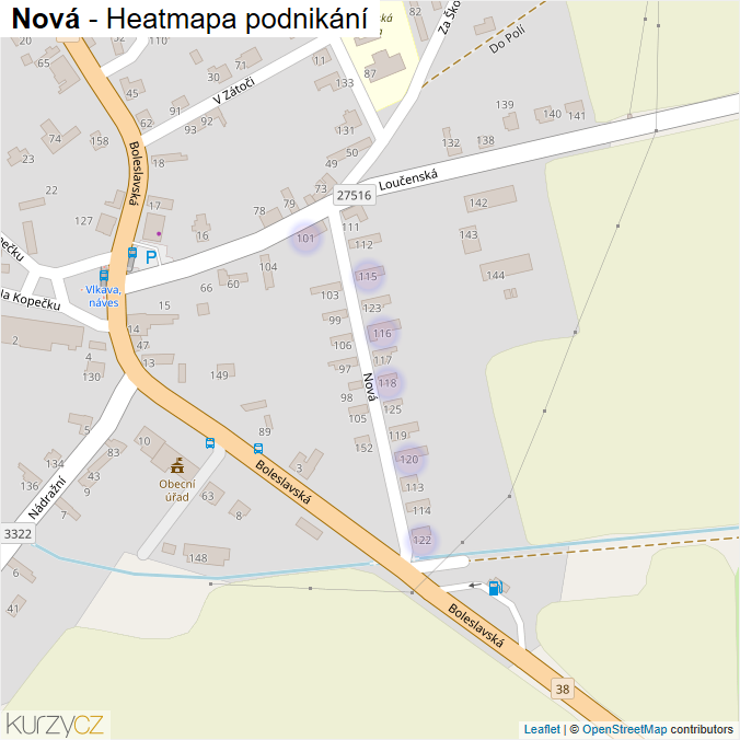 Mapa Nová - Firmy v ulici.