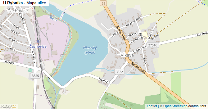 U Rybníka - mapa ulice