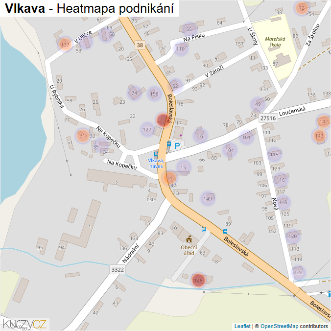 Mapa Vlkava - Firmy v části obce.