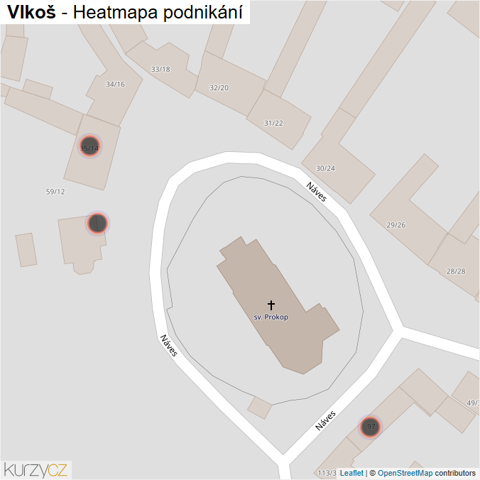 Mapa Vlkoš - Firmy v obci.