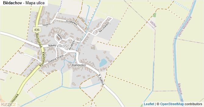 Bědachov - mapa ulice
