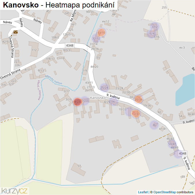 Mapa Kanovsko - Firmy v části obce.