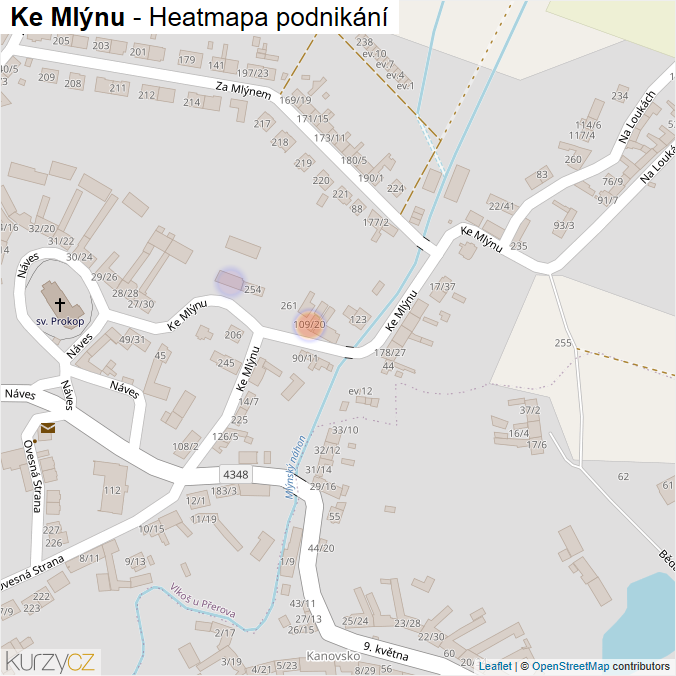 Mapa Ke Mlýnu - Firmy v ulici.