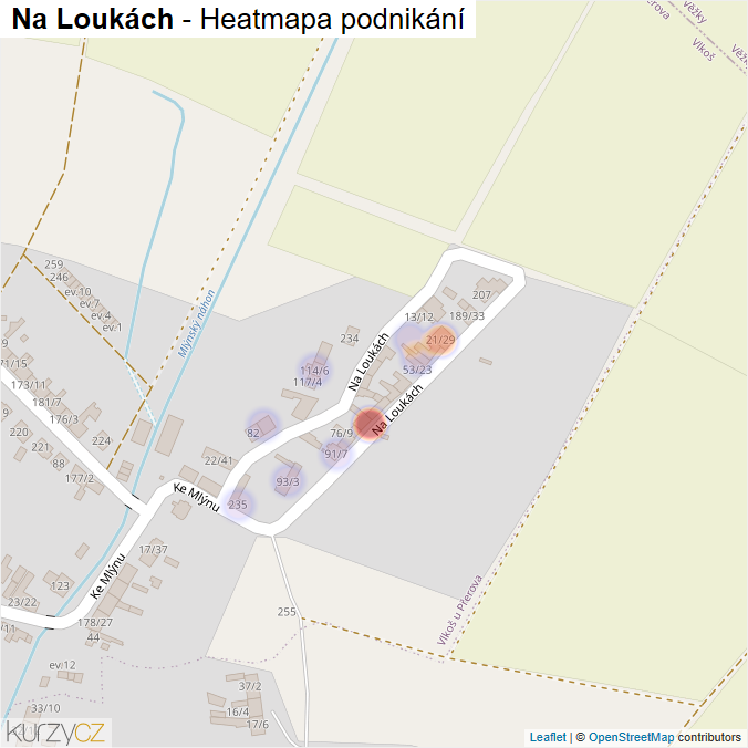 Mapa Na Loukách - Firmy v ulici.