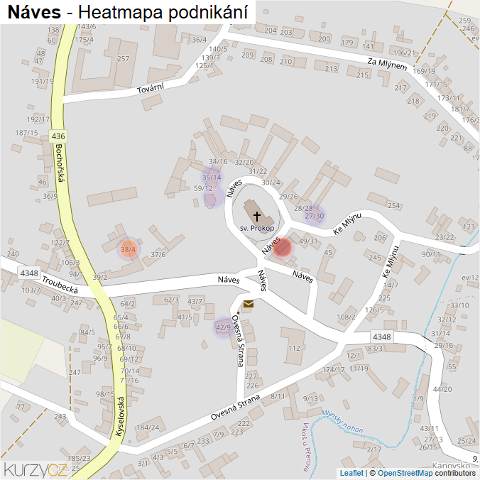 Mapa Náves - Firmy v ulici.