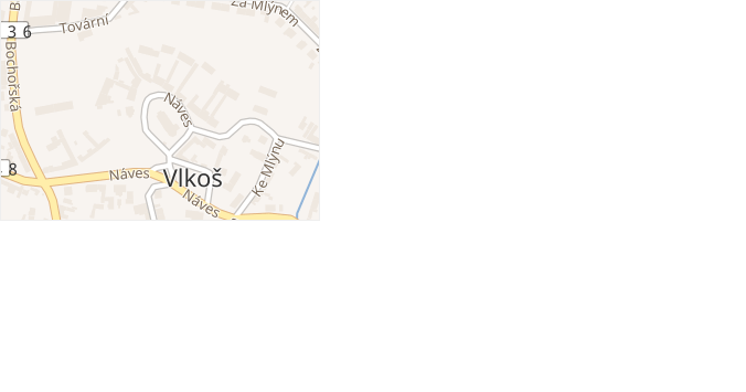 Vlkoš v obci Vlkoš - mapa části obce