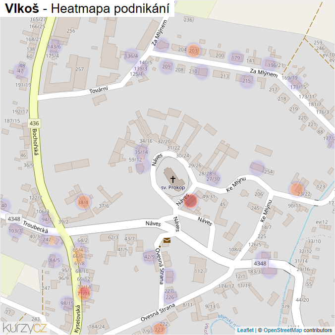 Mapa Vlkoš - Firmy v části obce.
