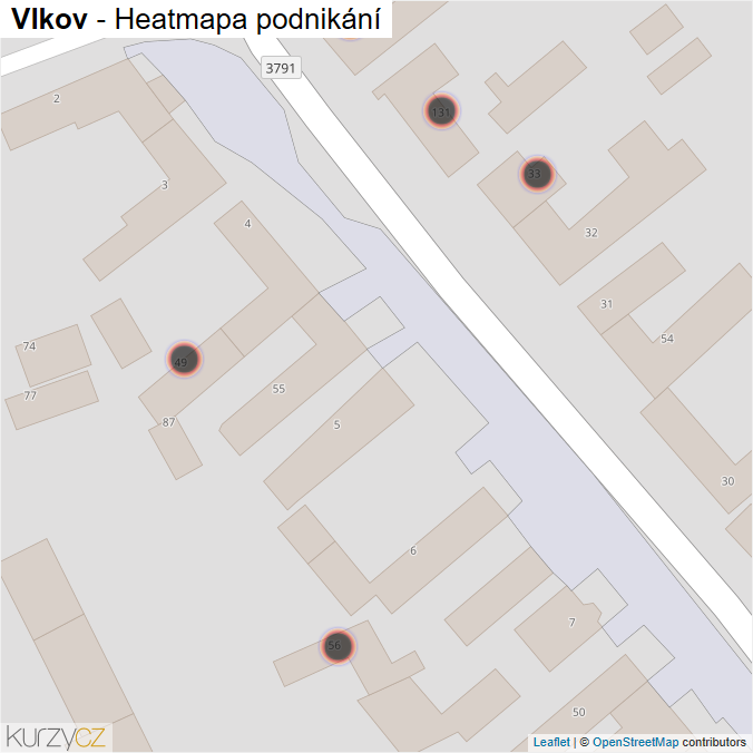 Mapa Vlkov - Firmy v obci.