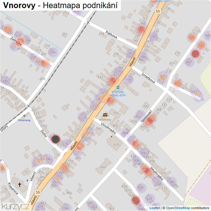 Mapa Vnorovy - Firmy v obci.