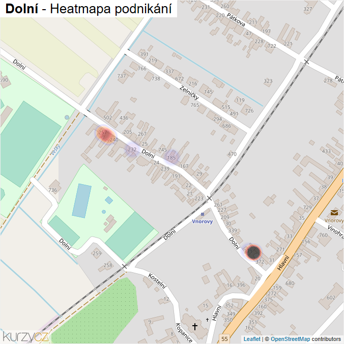 Mapa Dolní - Firmy v ulici.