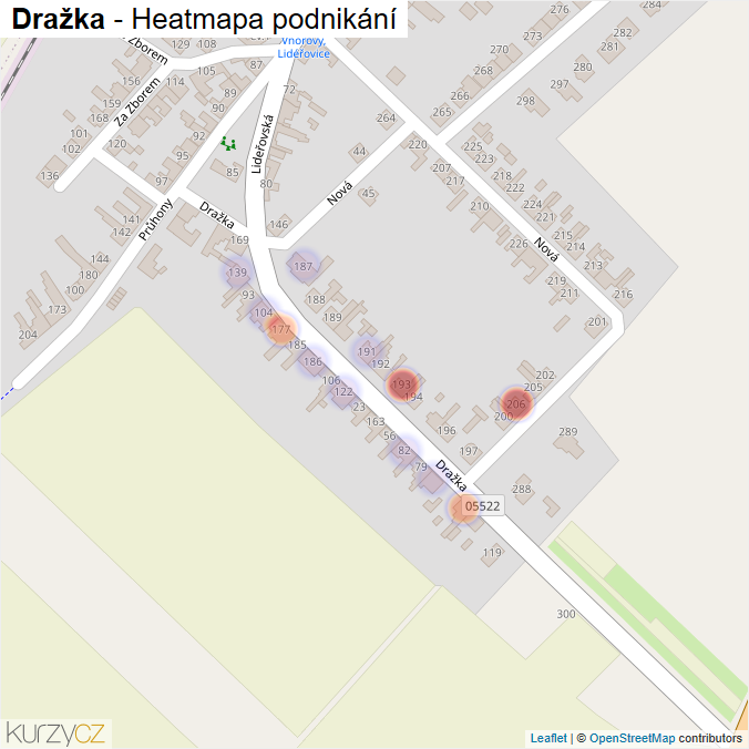 Mapa Dražka - Firmy v ulici.