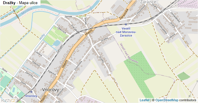Dražky - mapa ulice