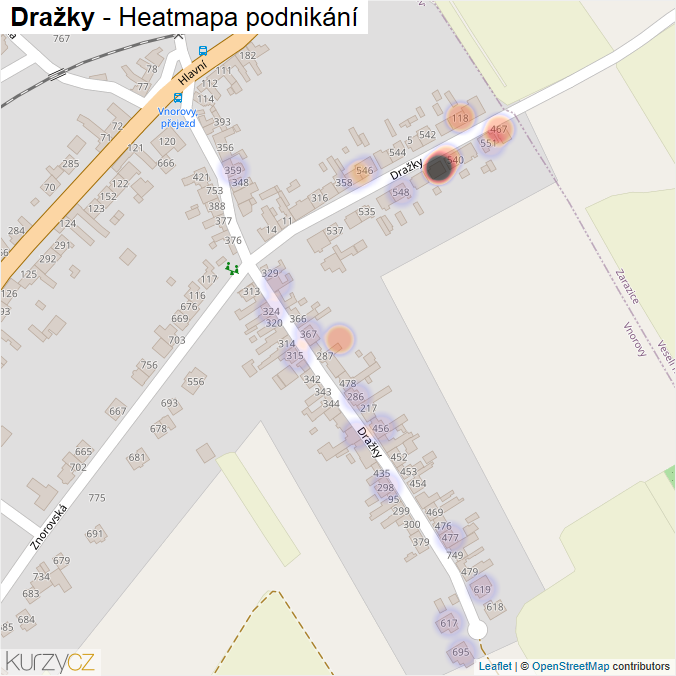 Mapa Dražky - Firmy v ulici.