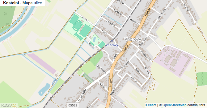Kostelní - mapa ulice