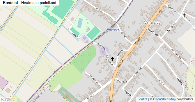 Kostelní - mapa podnikání