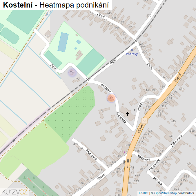 Mapa Kostelní - Firmy v ulici.