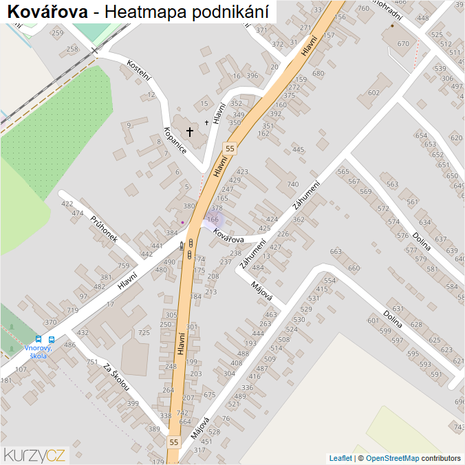 Mapa Kovářova - Firmy v ulici.