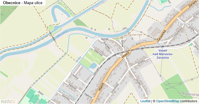 Obecnice - mapa ulice