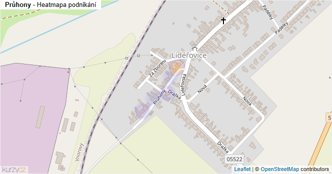 Průhony - mapa podnikání