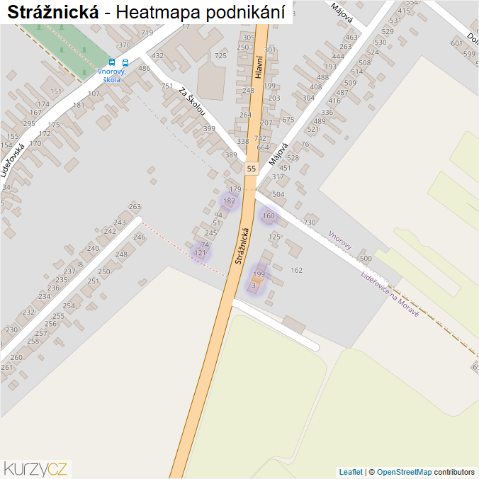 Mapa Strážnická - Firmy v ulici.