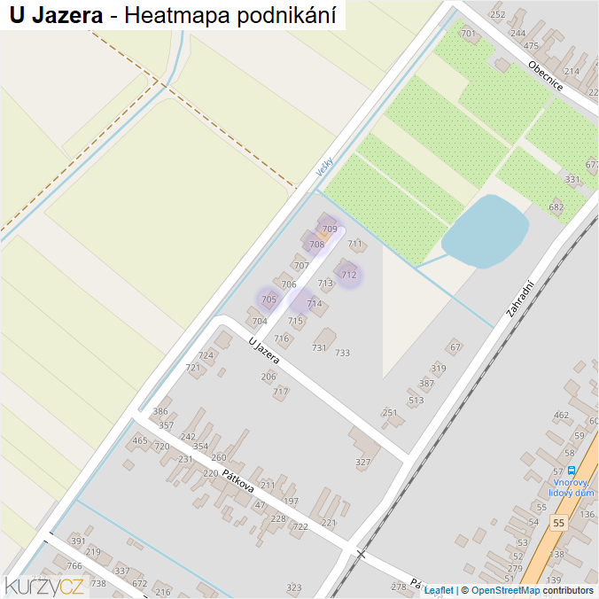 Mapa U Jazera - Firmy v ulici.