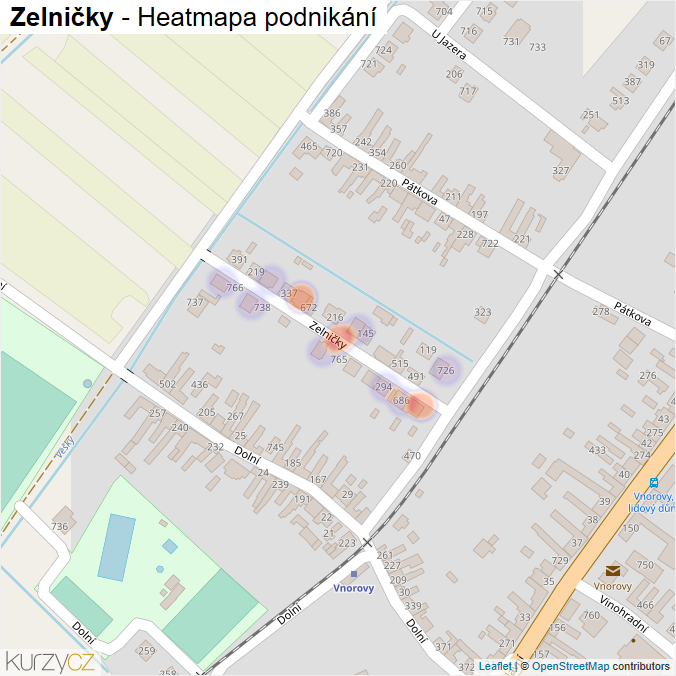 Mapa Zelničky - Firmy v ulici.