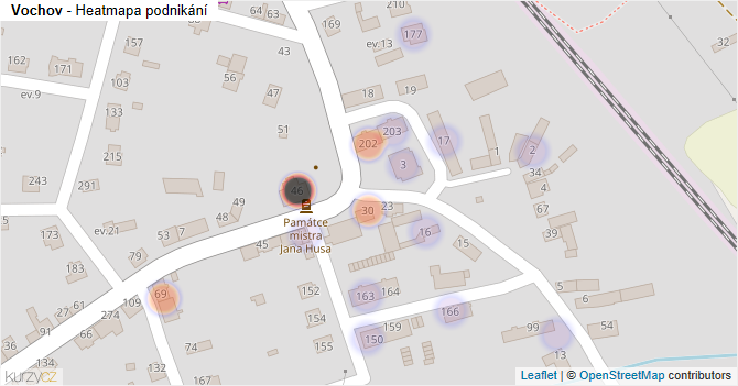 Vochov - mapa podnikání