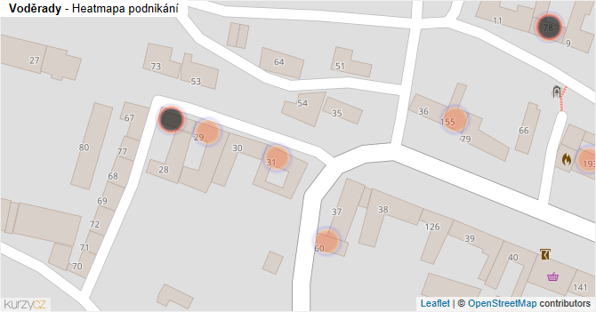 Voděrady - mapa podnikání