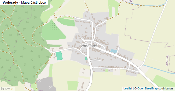 Voděrady - mapa části obce