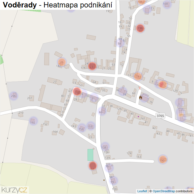 Mapa Voděrady - Firmy v části obce.