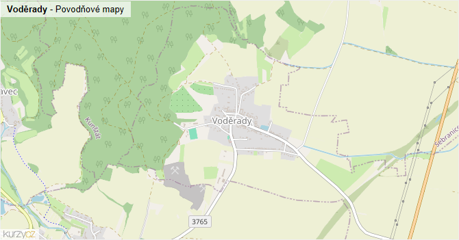 Voděrady - záplavové mapy stoleté vody