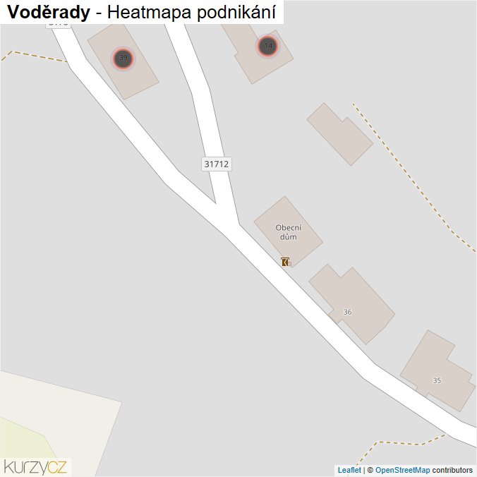 Mapa Voděrady - Firmy v obci.