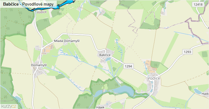 Babčice - záplavové mapy stoleté vody