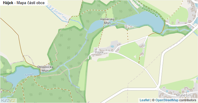 Hájek - mapa části obce
