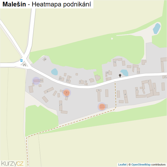Mapa Malešín - Firmy v části obce.