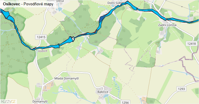 Osikovec - záplavové mapy stoleté vody