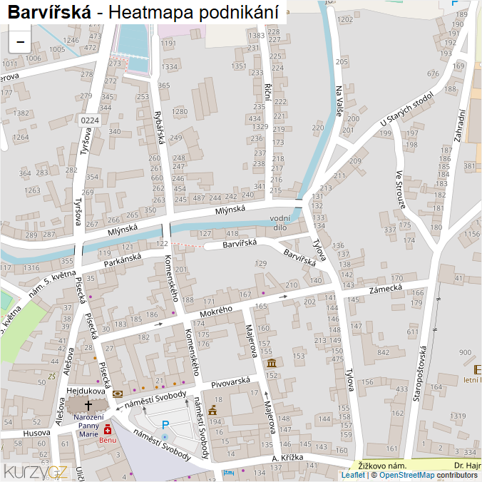 Mapa Barvířská - Firmy v ulici.
