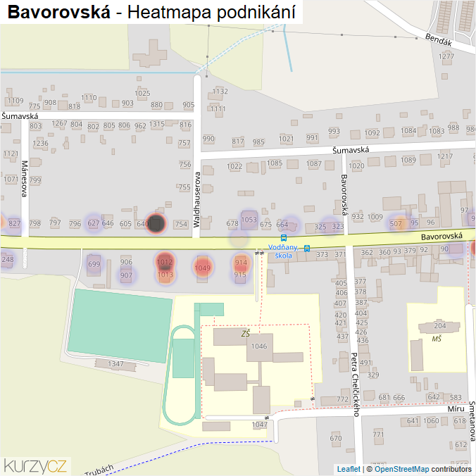 Mapa Bavorovská - Firmy v ulici.