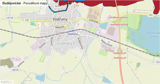 Budějovická - záplavové mapy stoleté vody