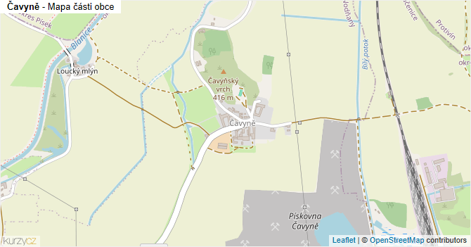Čavyně - mapa části obce