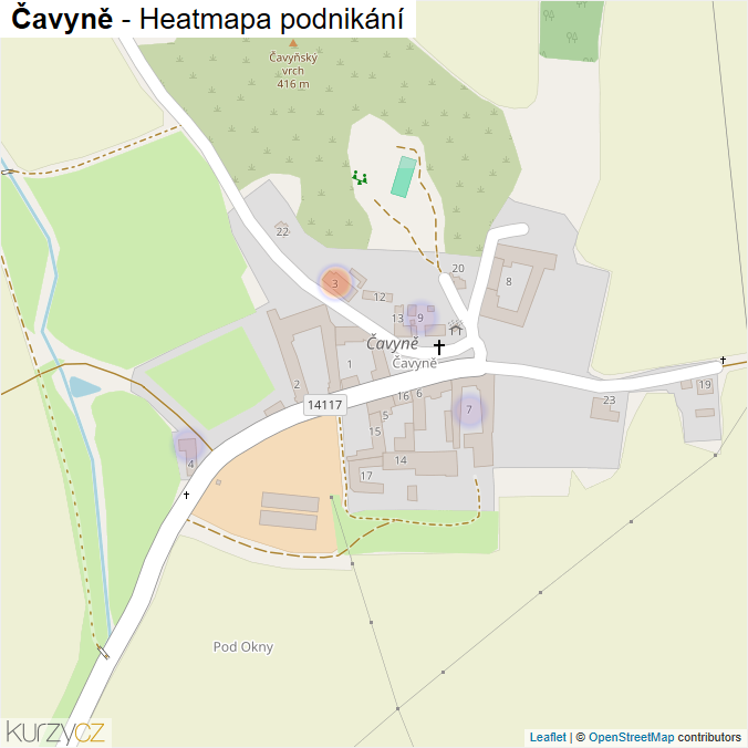Mapa Čavyně - Firmy v části obce.