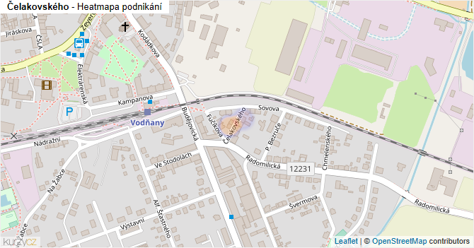 Čelakovského - mapa podnikání