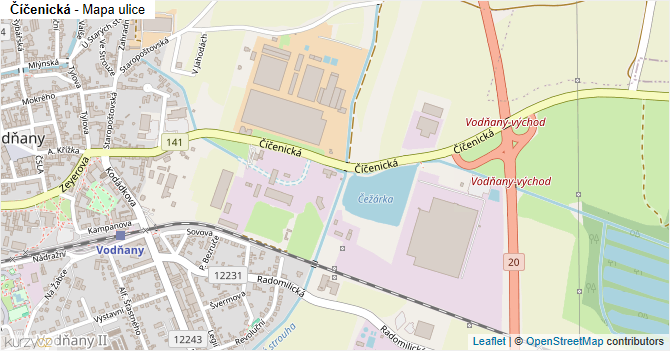 Číčenická - mapa ulice