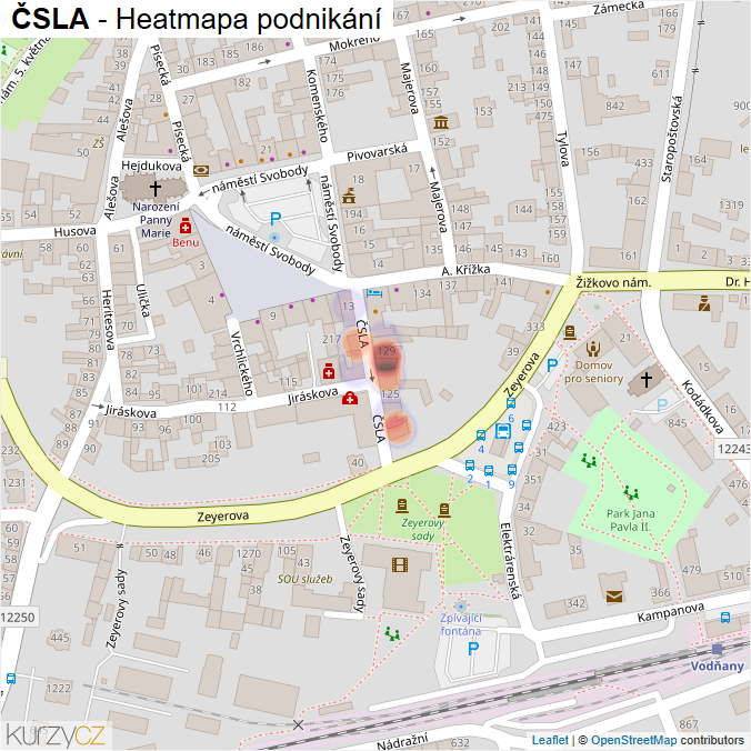 Mapa ČSLA - Firmy v ulici.