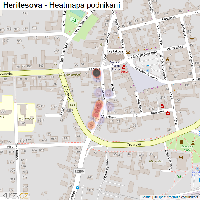 Mapa Heritesova - Firmy v ulici.