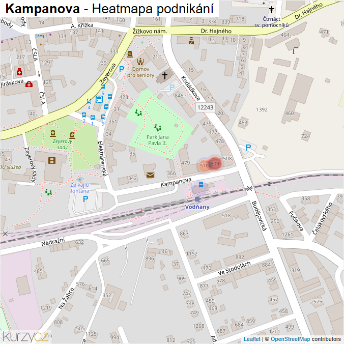 Mapa Kampanova - Firmy v ulici.