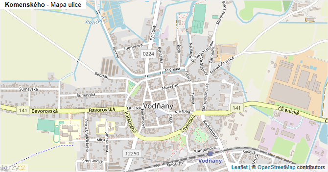 Komenského - mapa ulice