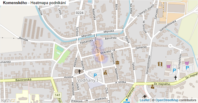 Komenského - mapa podnikání