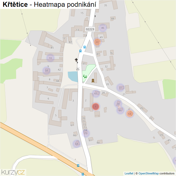 Mapa Křtětice - Firmy v části obce.