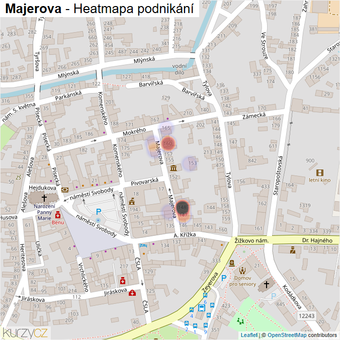 Mapa Majerova - Firmy v ulici.